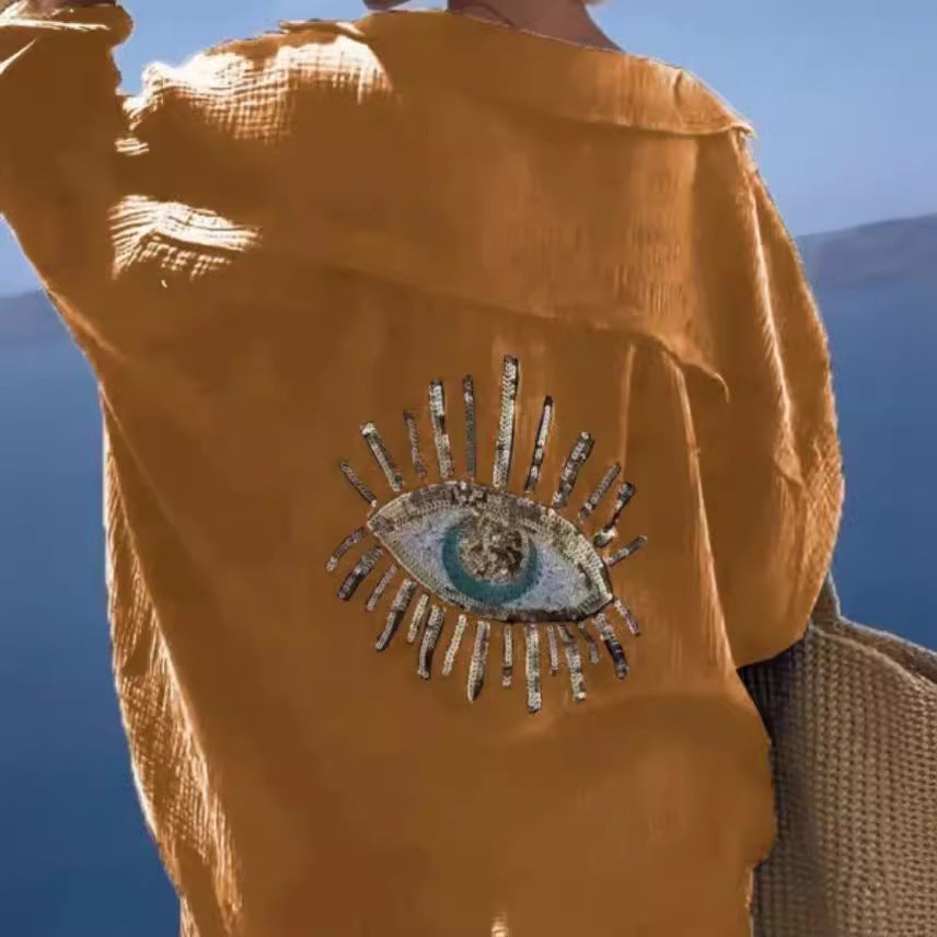 Women's Blouse with Unique Eye Embroidery