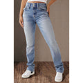 Women's High-Waisted Slim-Fit Jeans with Button Closure