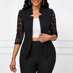 Women's Blazer Jacket with Lace Inserts