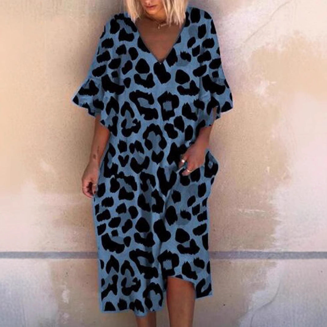 Women's Sleeveless Kaftan Dress in Leopard Print