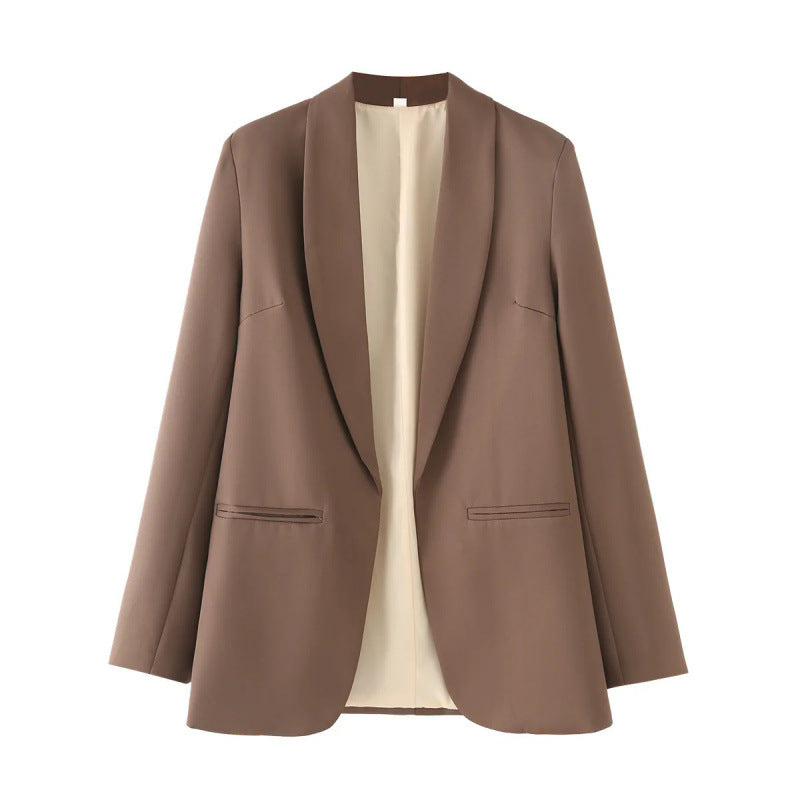 Elegant Women's Blazer with Unique Cut and Pockets