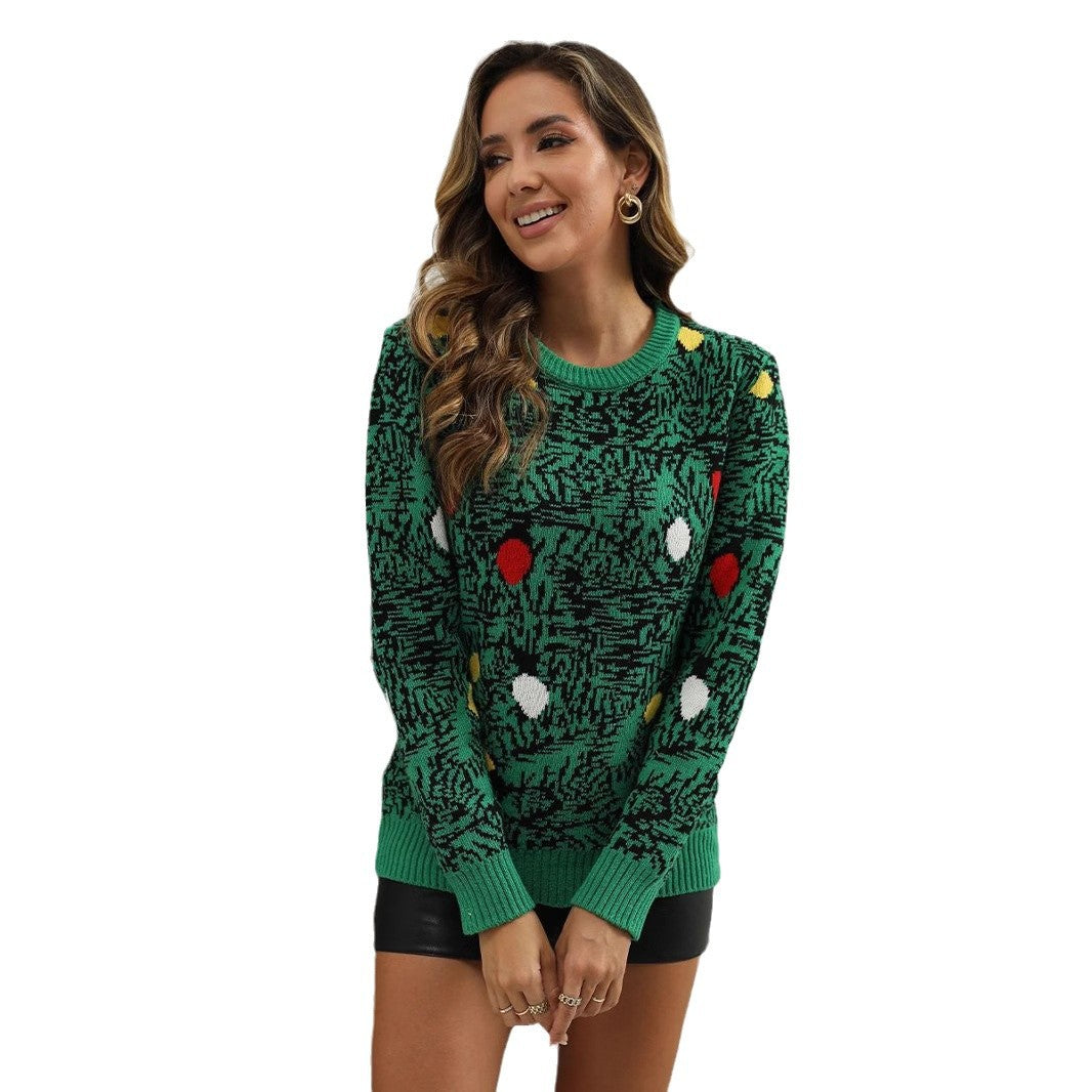 Women's Coated Sweater with Festive Motif