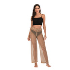 Women's High-Waist Crochet Beach Pants with Wide Leg