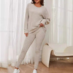 Women's Casual Ribbed Knit Set