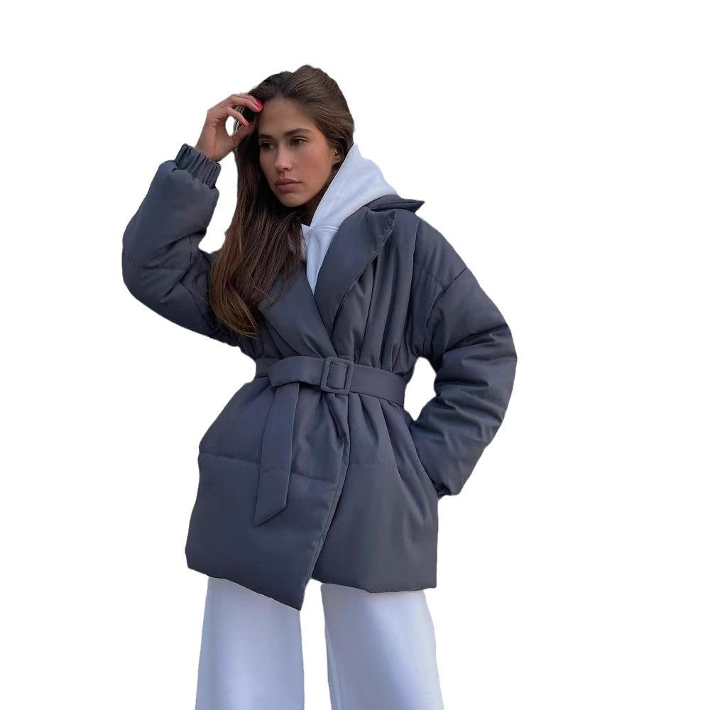 Women's Elegant Quilted Coat with Adjustable Belt