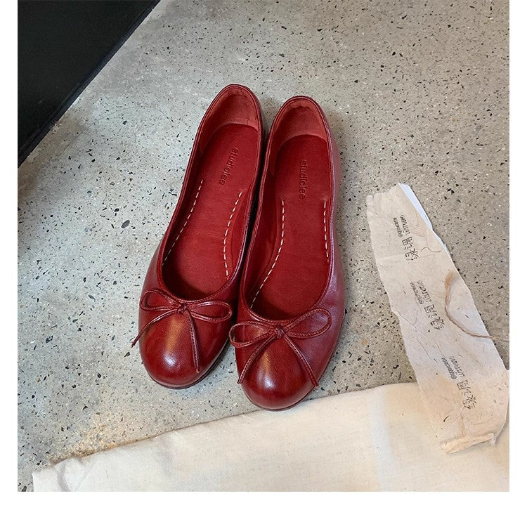 Women's Ballet Flats with Decorative Bow and Ergonomic Insole