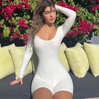Women's Long-Sleeve Bodysuit with Square Neckline