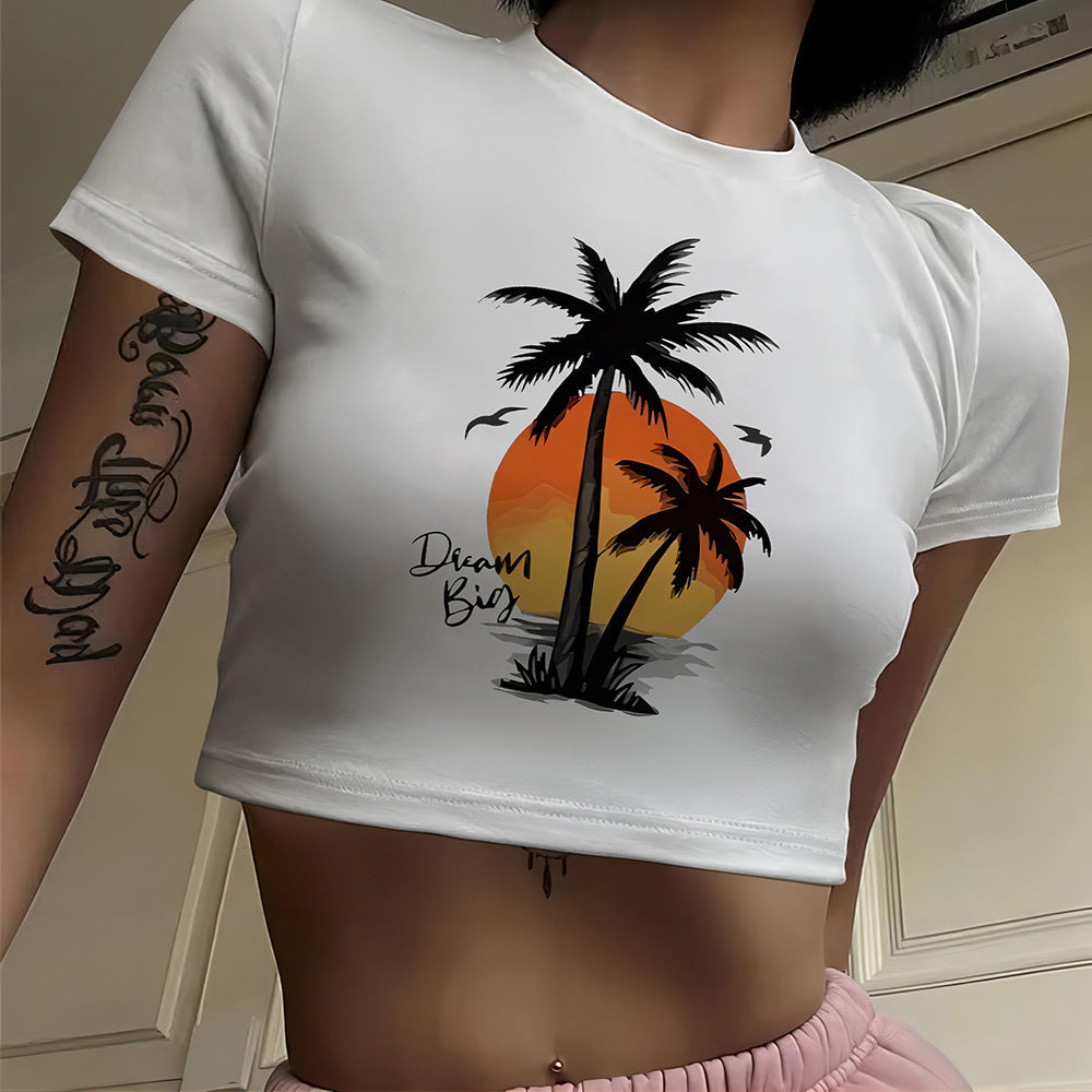 Women's Crop Shirt with Playful Ghost Motif