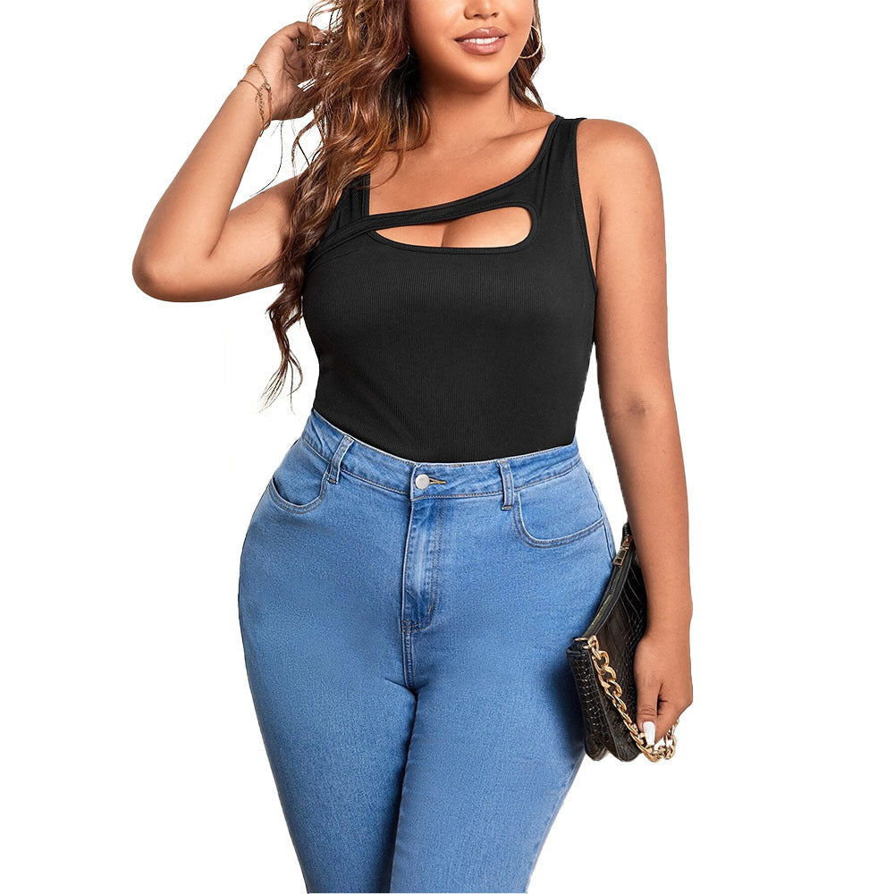 Women's Bodysuit with Asymmetric Cut-Out and Snake Print