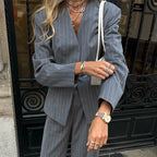 Women's Elegant Striped Two-Piece Suit