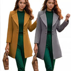 Women's Elegant Tailored Trench Coat with Textured Fabric