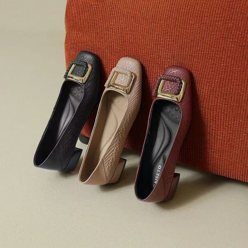 Women's Ballet Flats with Elegant Buckle Detail