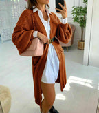 Women's Long Knit Coat with Spacious Pockets