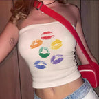 Women's Bandeau Top with Rock Star Print