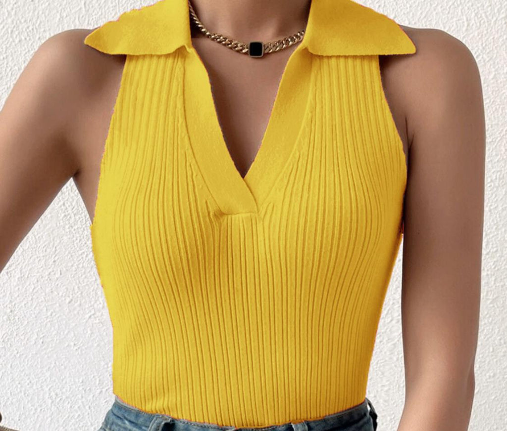 Women's Sleeveless Ribbed Knit Top