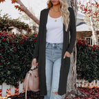 Women's Casual Open-Front Knit Coat with Pockets