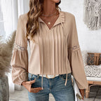 Women's Blouse with Fine Pleats and Lace