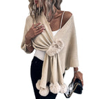 Elegant Poncho with Luxurious Faux Fur Trim