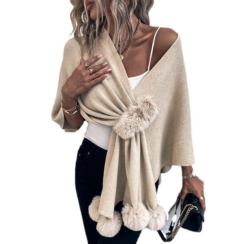 Elegant Poncho with Luxurious Faux Fur Trim