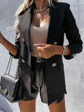Women's Elegant Blazer with Double-Button Placket and Fine Details