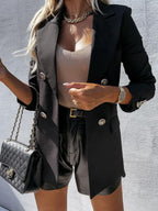 Women's Elegant Blazer with Double-Button Placket and Fine Details