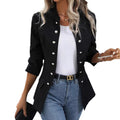 Women's Elegant Short-Sleeved Blazer with Decorative Buttons