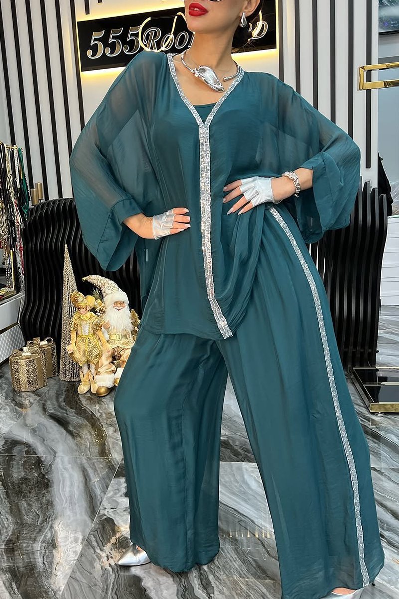 Women's Elegant and Airy Blouse with Wide Cut and Matching Pants