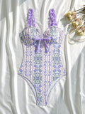 Women's Swimsuit with Floral Pattern and Playful Ruffle Design