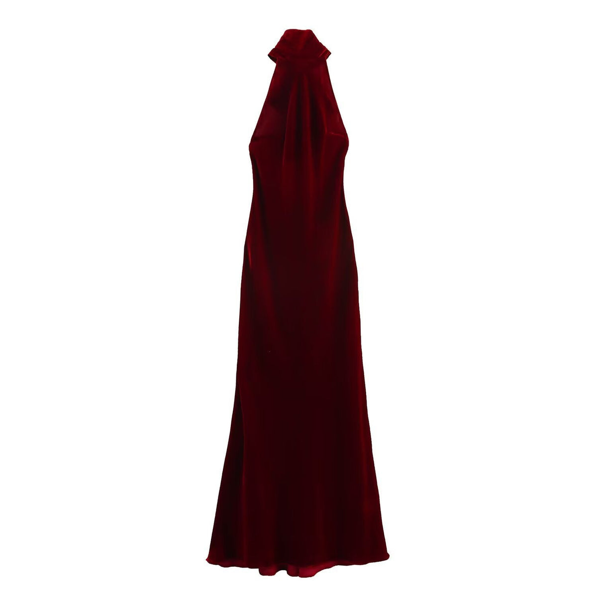 Women's Evening Dress with High Collar and Flowing Cut