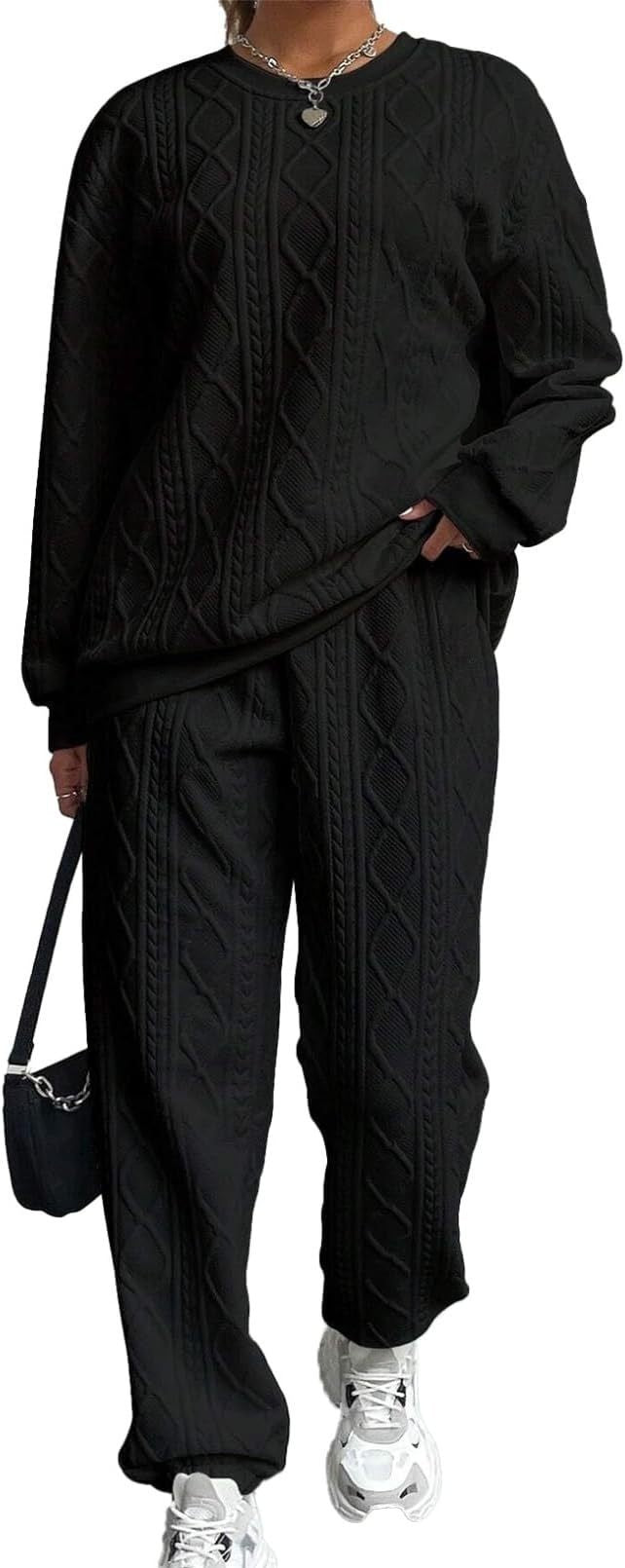 Women's Cozy Textured Knit Loungewear Set