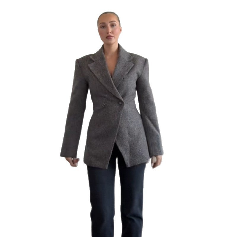 Elegant Oversized Blazer with Textured Fabric