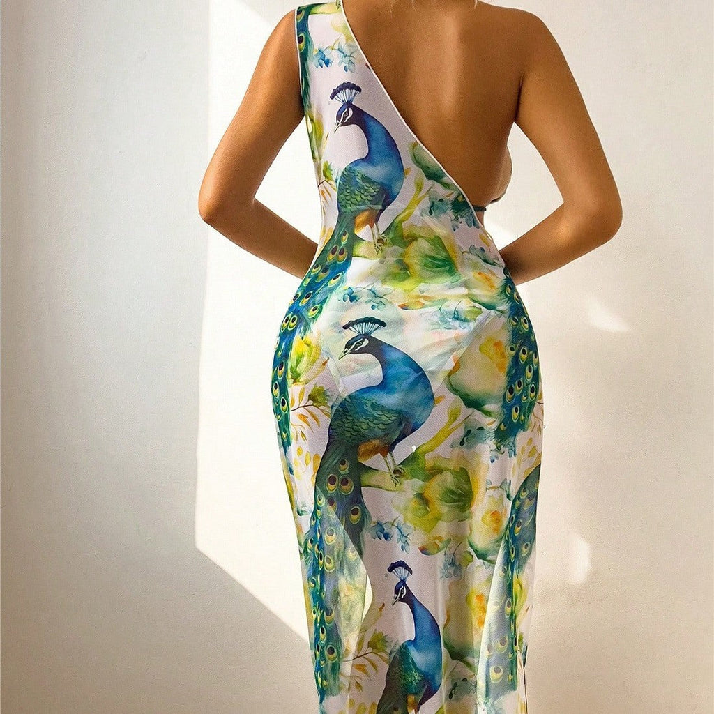 Women's Swimwear with Elegant Peacock Pattern