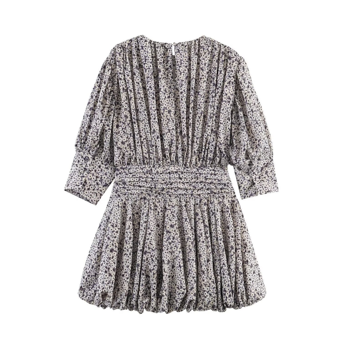 Women's Floral Dress with Ruffles and Elastic Waist