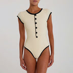 Women's Swimsuit with Button Detail and Elegant Cut
