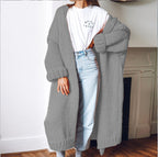 Women's Chunky Knit Coat with Voluminous Sleeves and Relaxed Fit