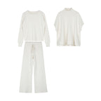 Women's Fashionable Knit Set with Oversized Sweater and Wide-Leg Pants