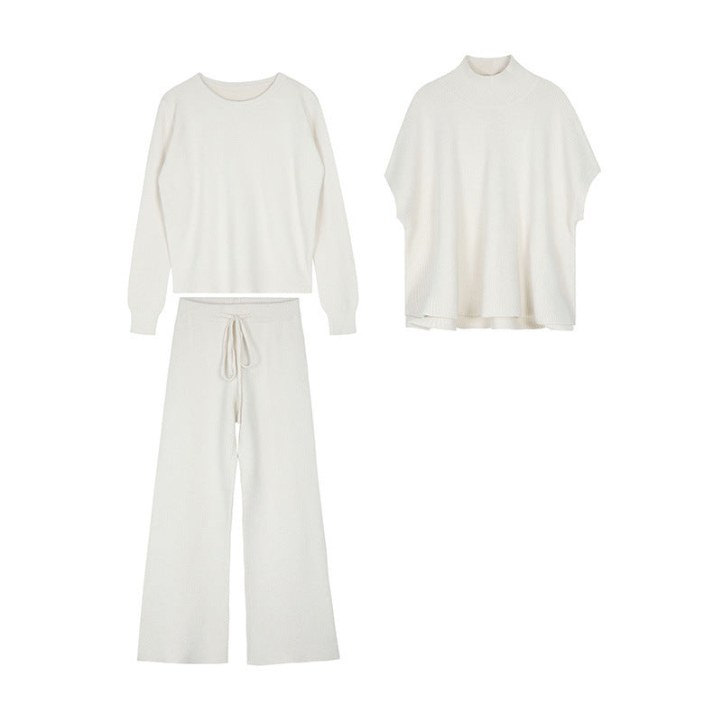 Women's Fashionable Knit Set with Oversized Sweater and Wide-Leg Pants