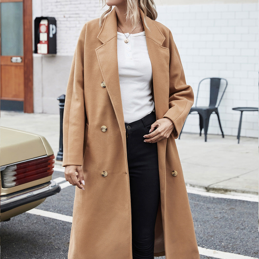 Women's Elegant Trench Coat with Belt and Large Pockets
