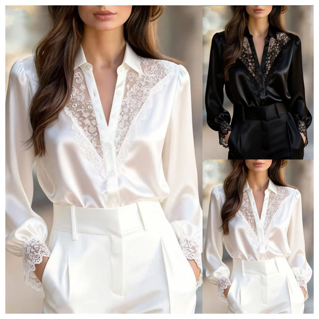 Elegant Blouse with Romantic Lace Accents