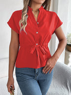 Women's Fitted Short-Sleeve Blouse