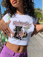 Women's Blood Pressure Print Crop T-Shirt