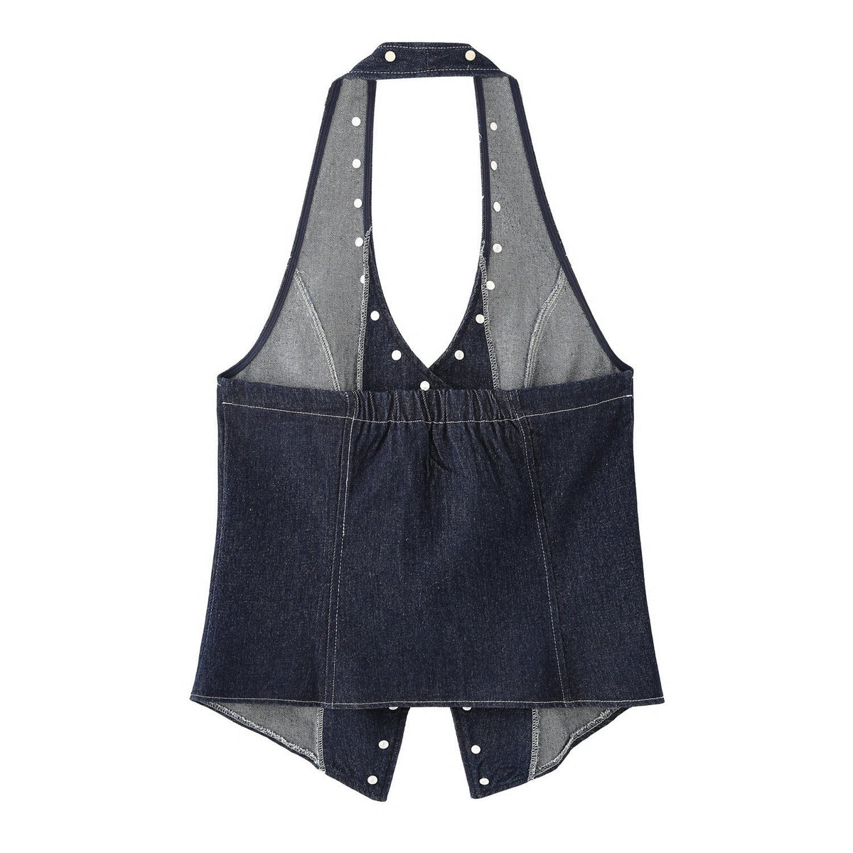 Women's Elegant Denim Vest with Decorative Snap Buttons