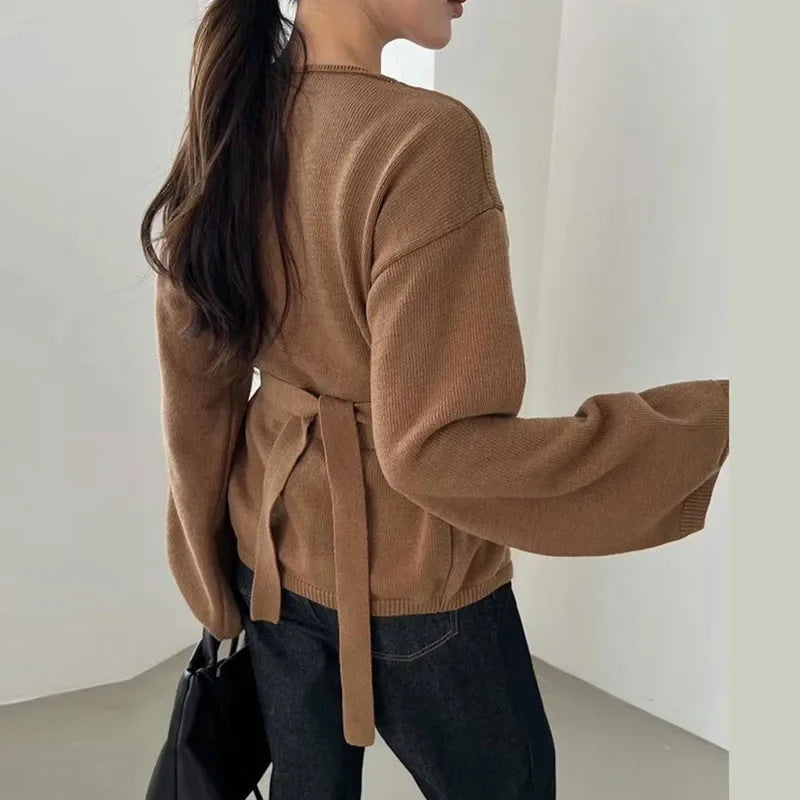 Women's Elegant Wrap-Style Knit Coat