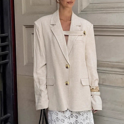 Women's Elegant Oversized Blazer with Unique Detail