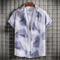 Women's Short-Sleeve Shirt with Creative Geometric Design and Loose Fit
