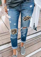 Women's Boyfriend Jeans with Creative Appliqués
