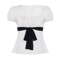 Women's Blouse with Ruching and Decorative Tie
