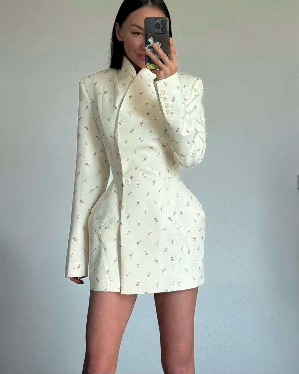 Women's Fashionable Blazer Skirt with Floral Design and Tailored Fit