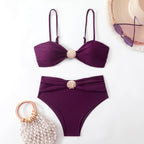 Women's Bandeau Bikini with Elegant Shell Details