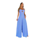 Women's Elegant Jumpsuit with Decorative Slit and Wide Leg